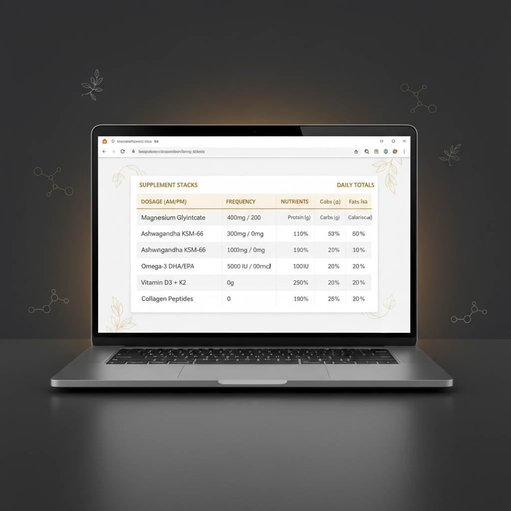 Supplement & Nutrition Tracker Google Sheets - digital tracker on laptop screen